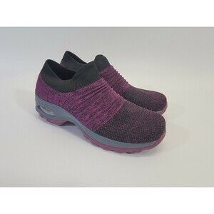 NANIYA‎ Women's Size 7.5 Black Purple Knit Top SlipOn Sneakers Shoes EUC